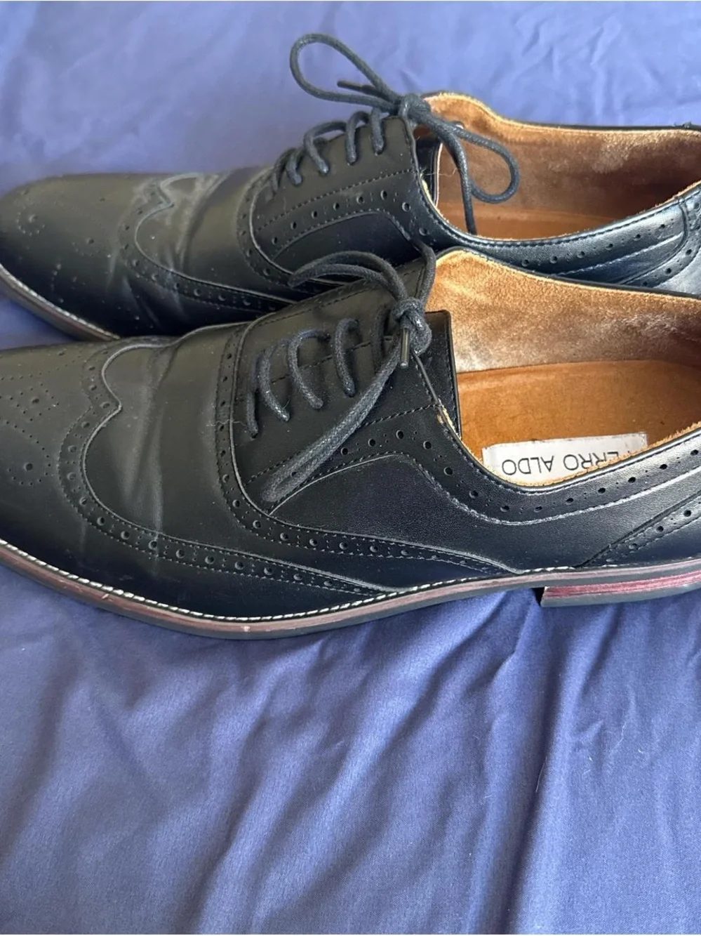 Ferrone Black Leather Brogue Derby Shoes